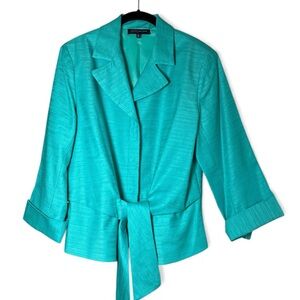 NEW! Jones New York Signature Belted Jacket Size 14 Teal Turquoise NWT